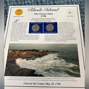Rhode Island State Coin Quarter Stamps Card Historical Geographical Ltd Mint
